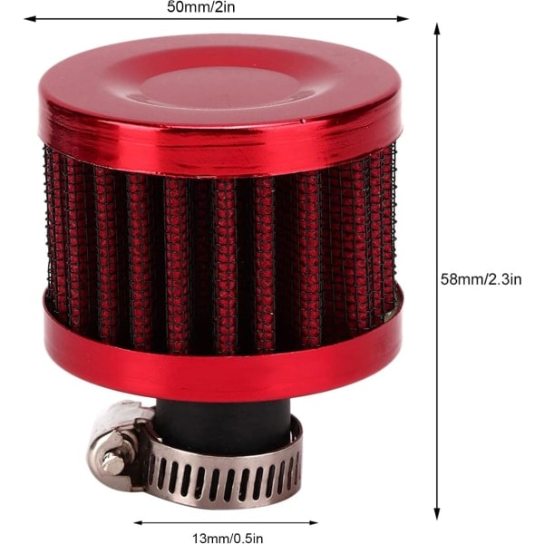 Ilmansuodatin, 25mm 1in Mini Cold Crankcase Breather Turbo Fan Ilmansuodatin Automoottoripyörälle (Punainen)