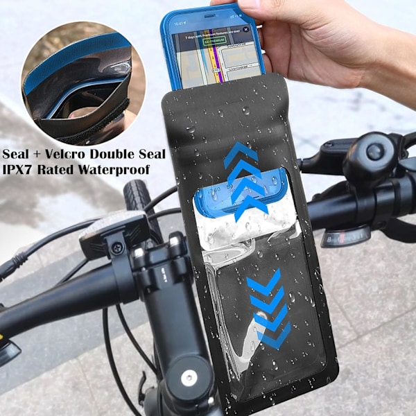 Kreativ Vandtæt Mobiltelefonholder Cykel Mobiltelefon Etui Cykel 360° Roterbar Styrtaske Navigationsholder
