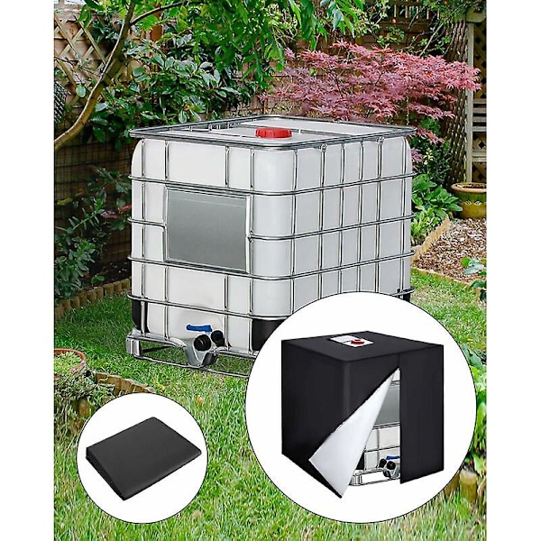 IBC Vattentanklock 600 L Regnvatten Tankbehållare Lock med Dragkedja Vindtät Anti-UV 420D Rivbeständig