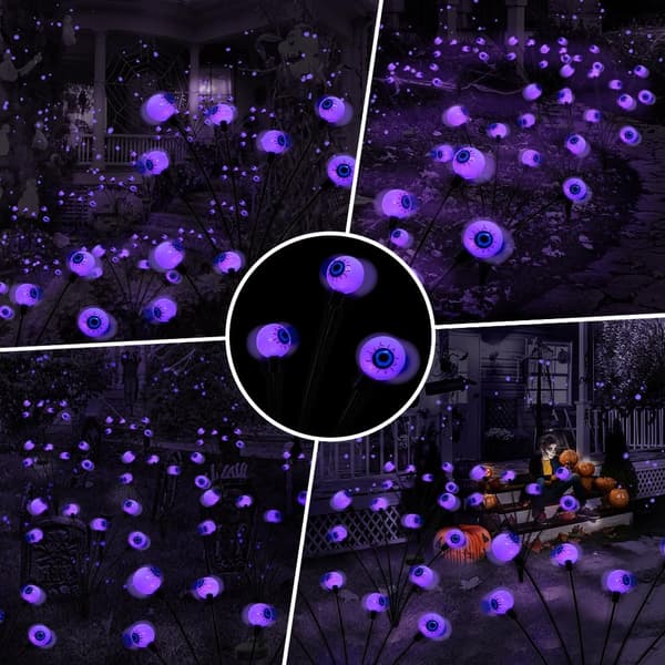 Ulkovalaistus Solar Horror Eyeball -koristevalot, 2 kpl 12 LED vihreää silmää