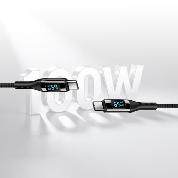 USB-C PD hurtigopladningskabel 100 W Sort 2 m Sort 2 m 2 m