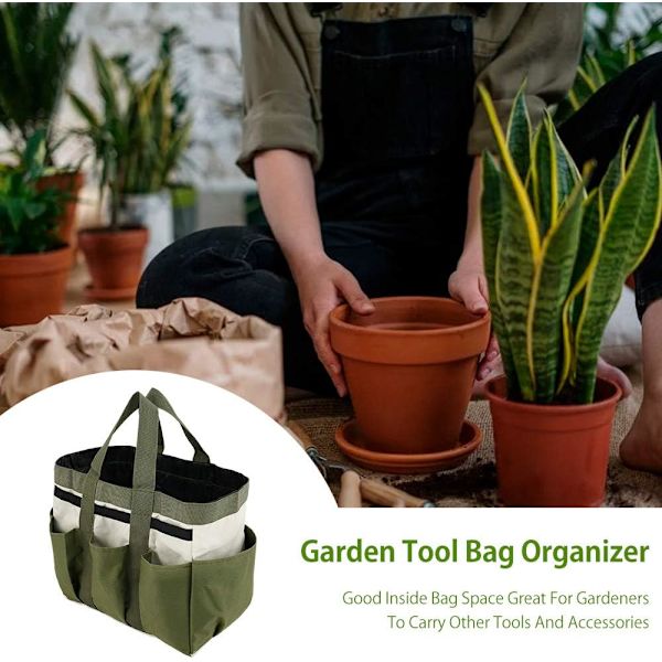 Trädgårdsredskapshållare Väska Heavy Duty 600D Oxford Med 8 Fack Trädgård Tote Bag Organisatörer Fleranvändningsbar Trädgårdsredskap
