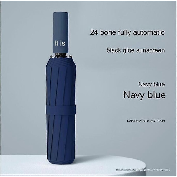 Automatisk solbeskyttelsesparaply 60 ribber vindtæt 24 ribber solbeskyttelse foldeparaply avanceret solskærm solbeskyttelsesparaply - yyds cyan 24 keel