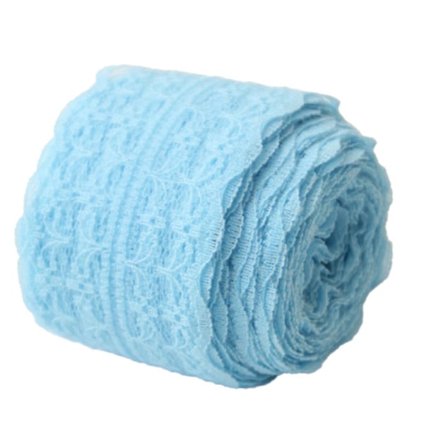 10 m pitsinauharulla, 4,5 cm leveä, ei-elastinen, värikäs pitsi, DIY-kirjontakoriste ompeluun Sky Blue