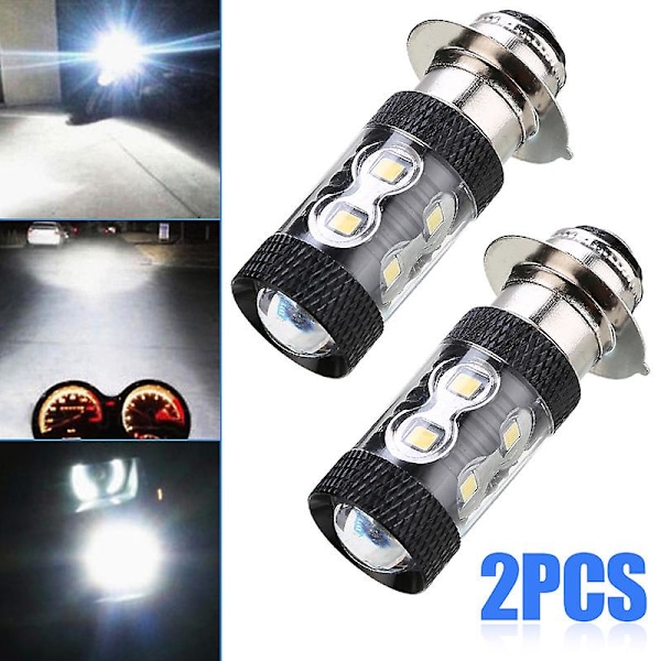 Erittäin Kirkas P15d H6m Led Moottoripyörän Ajovalopolttimo Kauko-/lähivalo 360 Valkoinen Hehku 6500k 12v Plug And Play - 2kpl H504