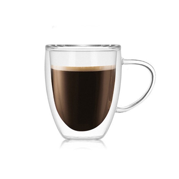 Kaffe Te kopp dubbel vägg glasmugg för hemmakontoret dricksvatten L