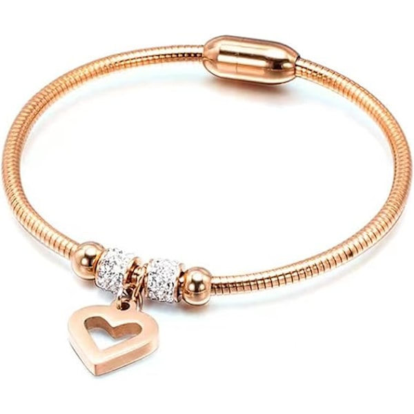 Smycke Hjärta Charm Födelsedag Armband Rostfritt Stål Kärlek Bangle Manschett Smycke Armband för Kvinnor