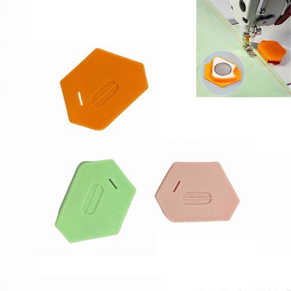 3 st Magnetiska Sömguide för Symaskin - Multifunktionell Polygon Hemmer Guide med Skala, Se