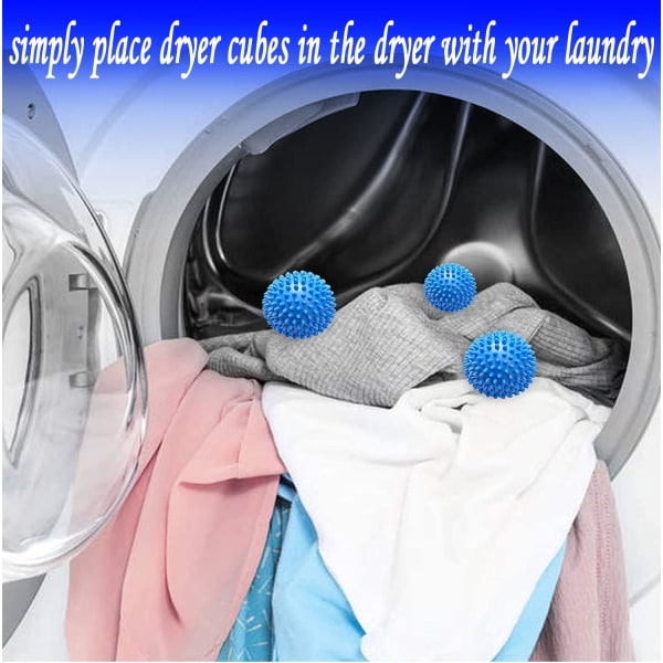 3 stk blå vaskeballer for tørketrommel, ikke-smeltende Nytt mykere materiale Tørketrommelball - klærne kommer ut myke luftige færre rynker