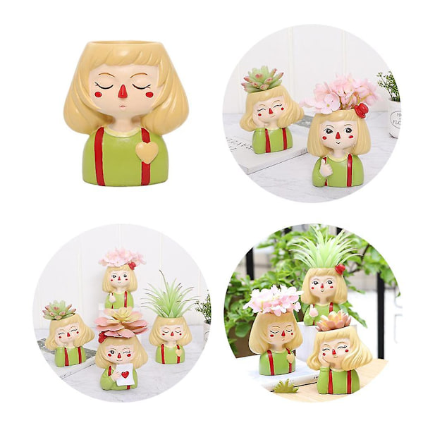 Huvudskulptur Suckulent Kaktus Blomkruka Växtkrukor Heminredning Stil2