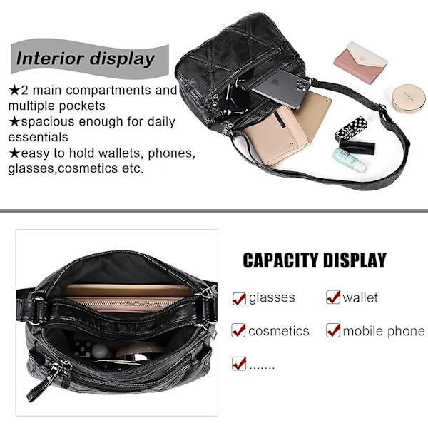 Dames Multi Pocket Casual Crossbody Taske Punge og Skuldertasker Messenger Taske til Daglig Vandtæt (Medium)