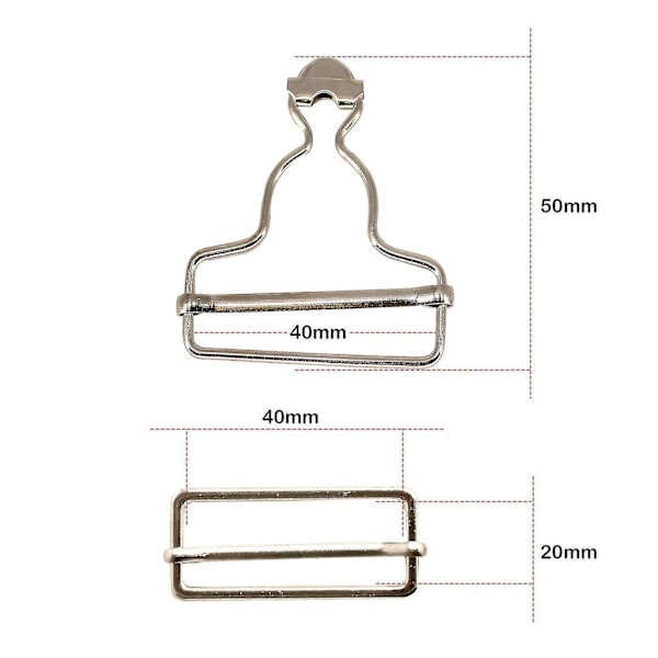 Justerbara Glidspännen med Jeansknappar för Byxor Silver 35mm x 2
