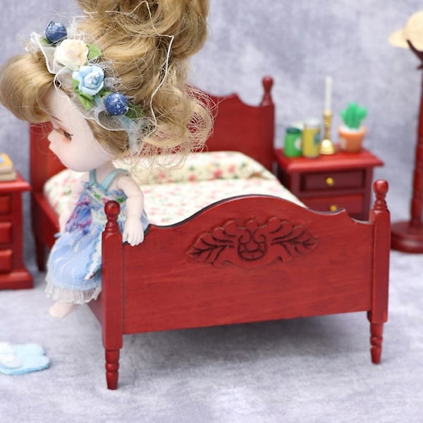 Miniatyyri Nukkekoti Sänky Simulaatiokalusteet Sänky Ihastuttava Kalusteet Parivuode Wood color