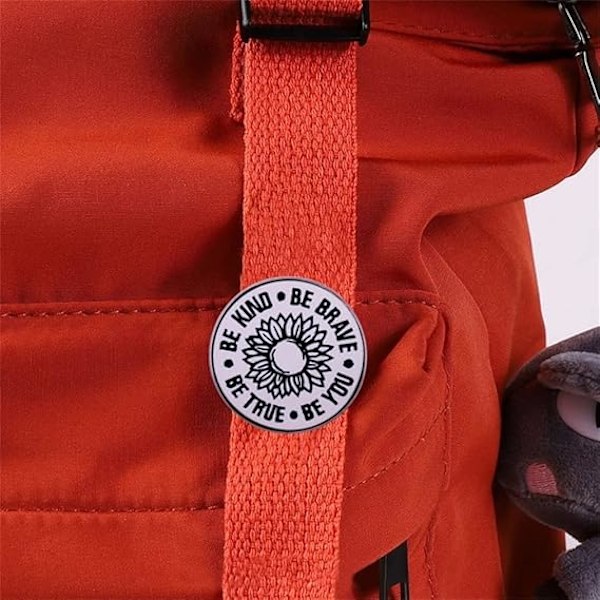 VAR SNÄLL VAR MODIG VAR DU VAR SANN Solros Brosch Svartvita Linjer Solros Brosch Badge Inspirerande Emalj Pin Modig