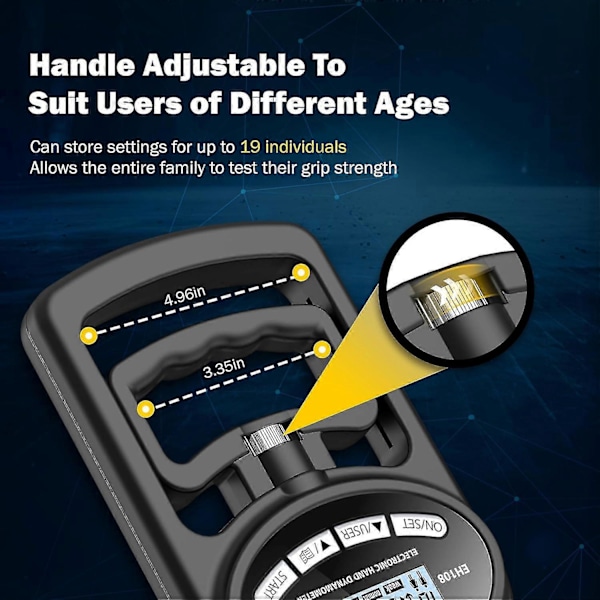 Hånd Dynamometer Grip Styrke Træner - Elektronisk Håndgreb Styrke Tester Grip Styrker Hånd Træningsmåler Digital Håndgreb Træningsmåler Black