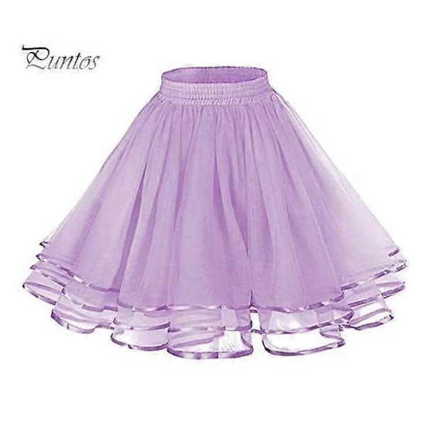 Mesh Tyllkjol med Elastisk Midja Enfärgad Trelagers Prinsesskjol Cosplay Bröllop Fester Knälång Kjol light purple