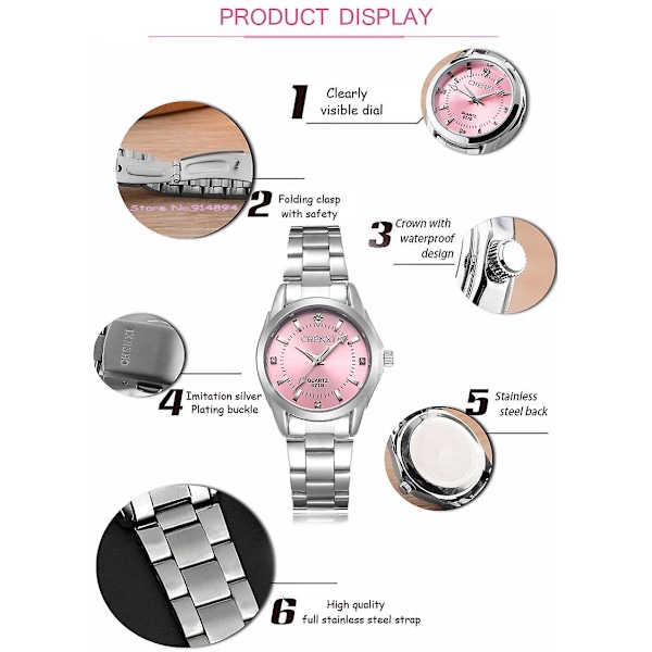 6 Färger Chenxi Märkesklocka Lyxiga Kvinnors Avslappnade Klockor Vattentät Klocka Kvinnor Mode Klänning Rhinestone Armbandsur Cx021b 021B Black Dial