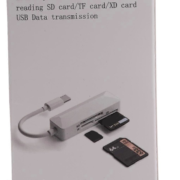 Minneskortsläsare 3 i 1, USB C-kortläsare, TFSD XD, för Laptop, Telefon, Surfplatta