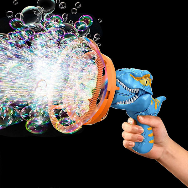 Boble Dinosaur Boblemaskine Blæser Elektrisk Vindmølle Sommer Strand Boder Legetøj Til Børn Blue One Size