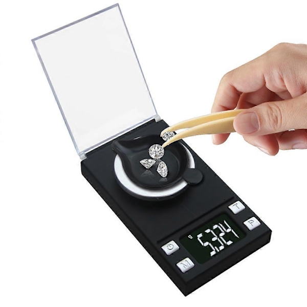 Hög Precision 0.001g 100g Elektronisk Smyckesvåg Lab Våg Diamant Guld Bakterie Medicinsk Fick Digital Milligram Våg Balans 100g0.001g