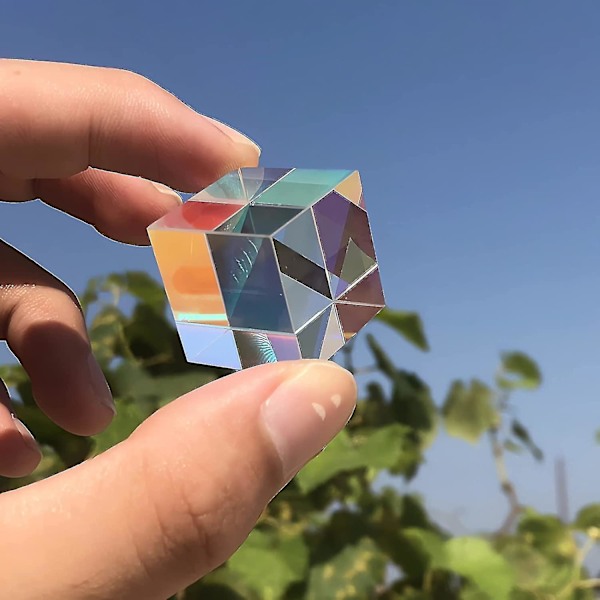 Taikaprismakuutio, sateenkaaren värinen prismakuutio, 3D-lasikuutio valokuvausprisma, auringonsieppaajakuutio kristalliprismat