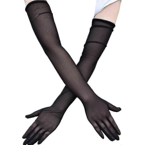 Mesh Handsker 1 Par Elegante Sorte Mesh Handsker Til Kvinder - Åndbare og Forlænget for Komfort og Stil