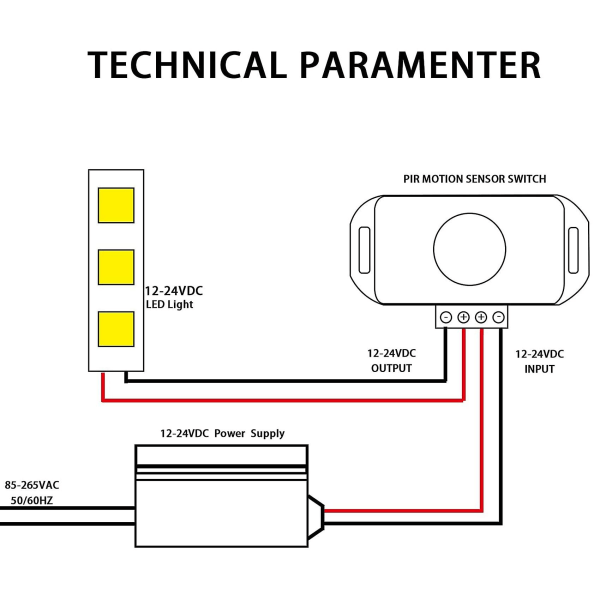 DC 12V/24V PIR-liiketunnistin, valokytkin, infrapunakytkin, liiketunnistin, valkoinen