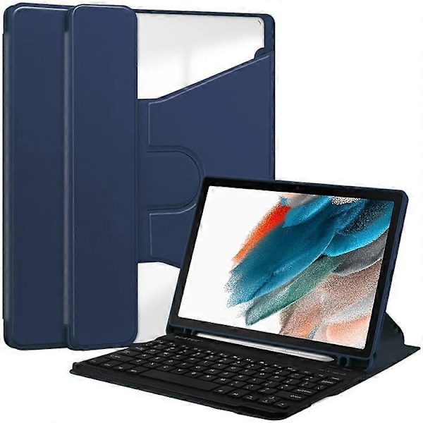 Yhteensopiva Samsung Galaxy Tab A8 10.5 (2021) / (2022) -kotelon kanssa, pyörivä jalusta, tablettisuojus Bluetooth-näppäimistöllä DarkBlue
