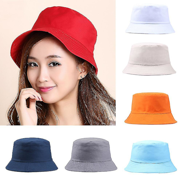 Hinkhatt med bred brätte Solskydd Casual Stil Fiskehatt Solhatt Utomhus Män Kvinnor Hinkhatt för Semester Red