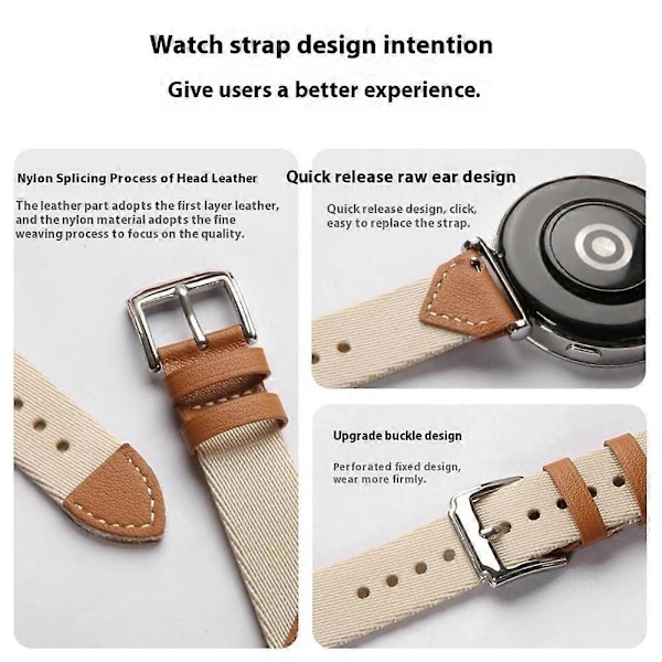 18MM Læder Nylon Rem Til Huawei Watch GT 5 Pro 42m GT 5 41mm GT 4 41mm GT 3 42mm Kvinder Komposit Multicolor White Brown