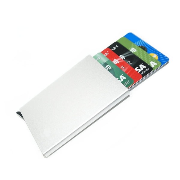 Silver card holder slides forward 5 cards - RFID safe Silver one size