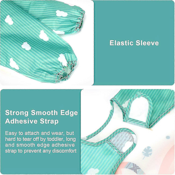 5-pak Lange Ærme Baby-Sutter, Vandafvisende Ærme-Sutter, Toddler Baby-Sutter Til 6-36 Måneder 4pcs-Bird-Fox-Flamingo-Elk Tie Closure-6-36 months