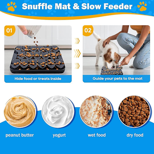 Silikon Snuffle Mat Til Hunde, Langsom Foderhundeskåle, Hund Sniff Mat Lick Mat Til Lugttræning Langsom Spisning