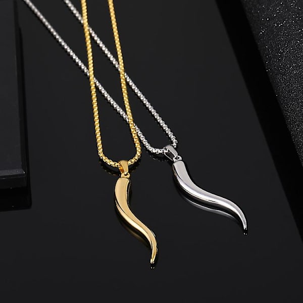 Italiensk Horn Vedhæng til Mænd og Kvinder, Rustfrit Stål/Talisman Beskyttelses Smykker Lykke Amulett