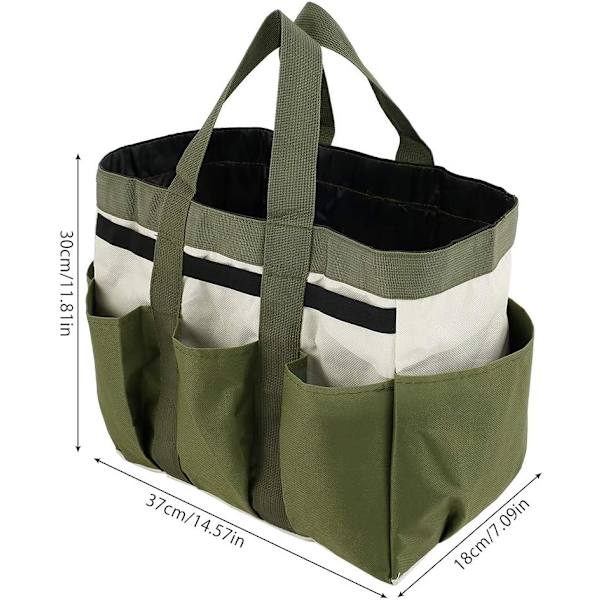 Trädgårdsredskapshållare Väska Heavy Duty 600D Oxford Med 8 Fack Trädgård Tote Bag Organisatörer Fleranvändningsbar Trädgårdsredskap
