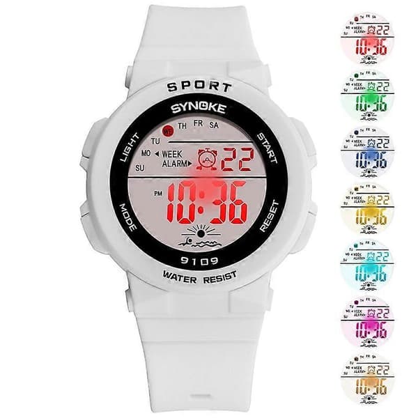 SYNOKE 9109 Vanntett Lysende Elektronisk Klokke White
