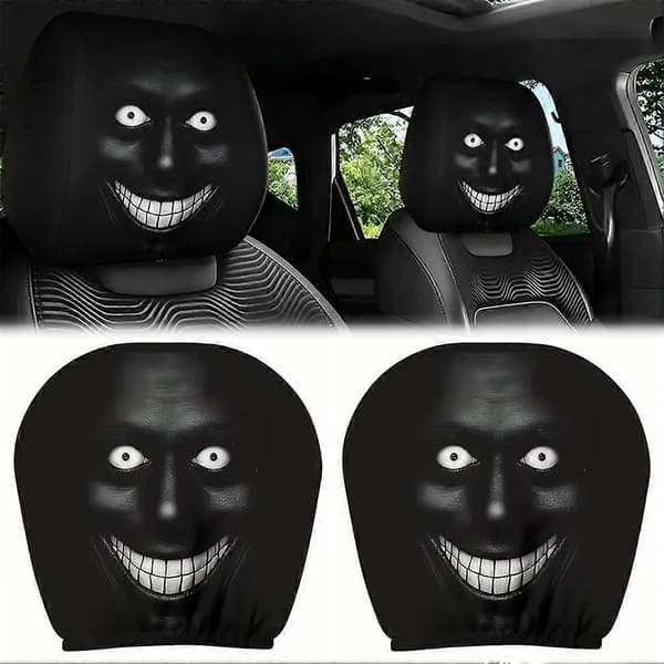 Ghost Face Nackstödsskydd, Universella Elastiska Modeller Nackstöd, Rolig Dekoration för Bilinteriör Fordon Lastbil SUV 4 2pc