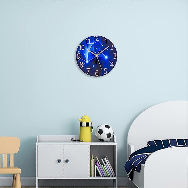 Væg ur uden tikkende lyd, lydløs, moderne, 30 cm kvarts vægur blue