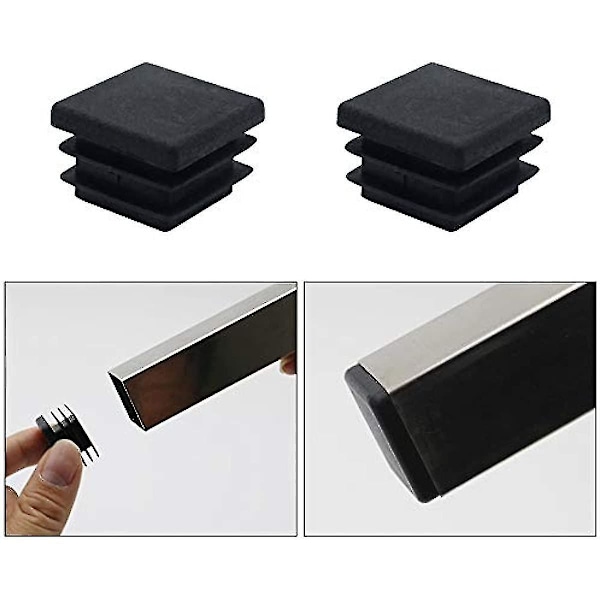 40 stk Møbel Kvadratiske Endekapsler Plast Kvadratisk Rørplugg 20mm X 20mm Rørplugger Antislipp Matte Svart Rektangulær Endekapsler Innstikkplugger Rørdeksel Fo