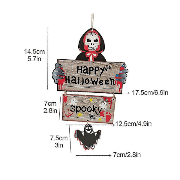 Halloween Puinen Plaketti Riipus - Kurpitsa Pääkallo Kyltti Koti- ja Puutarhakoristeluun black