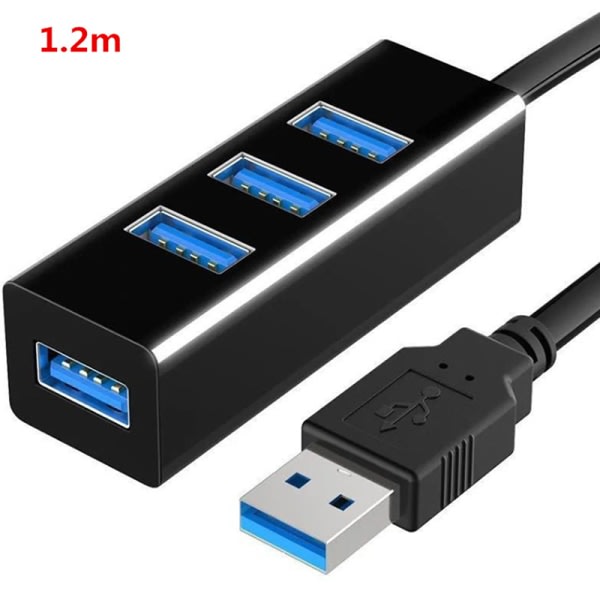 USB Hub Multi USB Splitter Hub Bruk strøm Black 1.2M