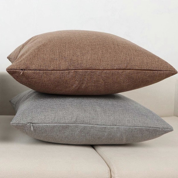 Putevar i lin-look for hjemmet, dekorative, til sofa, soverom, bil, med glidelås Brown 40*40cm
