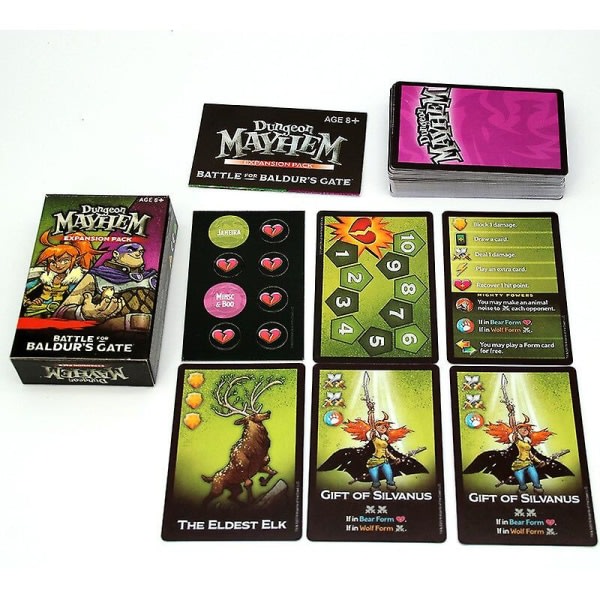 Familie sjovt brætspil spillekort Dungeones Mayhem Kortspil Familie forældre-barn fest brætspil kort gave til Baldur's Gate Expansion Style