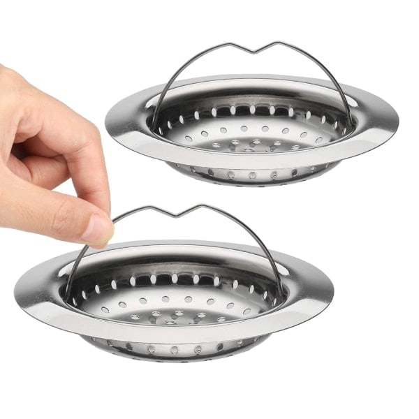 2-pack Diskhonfilter i rostfritt stål, Diskhonsskopa med lyftgrepp, Kantdiameter 11 cm (110 mm)