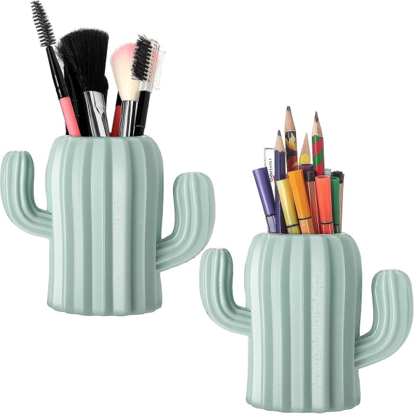 2 stykker Cactus Pen Holder Skrivebordsartikler Variant Størrelse Værdi Grøn Green