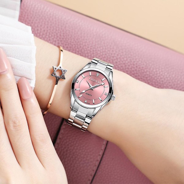 6 Färger Chenxi Märkesklocka Lyxiga Kvinnors Avslappnade Klockor Vattentät Klocka Kvinnor Mode Klänning Rhinestone Armbandsur Cx021b 021B White Dial