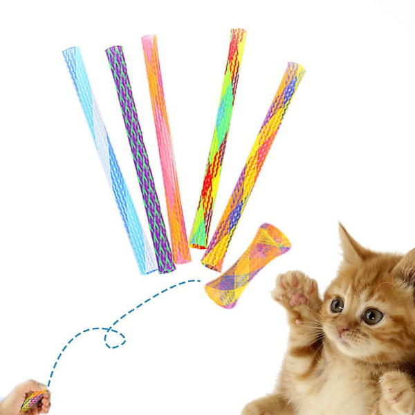 10 stk Spring Cat Legetøj, Farverigt Cat Spring Legetøj og Cat Tube Legetøj Teleskop Cat Mesh Pol Cat Jumping Legetøj Fleksibel, tilfældig farve