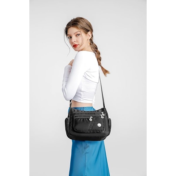Crossbody-väskor för kvinnor, casual handväskor och axelväskor, nylon tote-väska, lätt, vattentät budväska, stöldskyddsväska