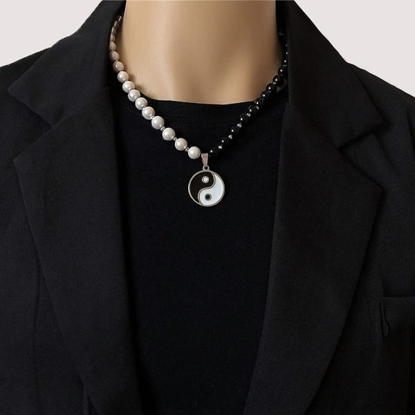 Goth Yin Yang -helminauha miehille ja naisille, mustavalkoiset helmet