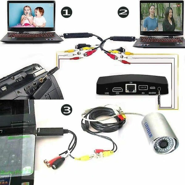 Video Capture Audio Video USB 2.0 Digital Vhs Converter Vcr Video Capture Box Vhs C Hi8 Cassette Transfer Recorder to DVD Kompatibel med Win 10 S Ar